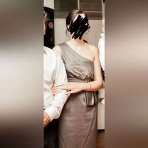 BCBGMAXAZRIA wedding guest gala event size 4 dark green/greyish 1 shoulder dress